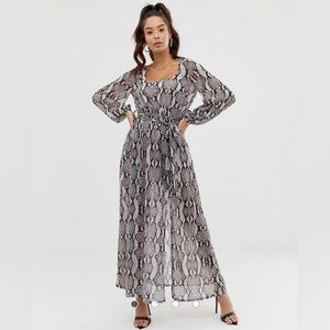 ASOS DESIGN belted snake print maxi dress